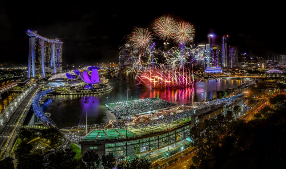 Christmas Evening Fireworks in Singapore