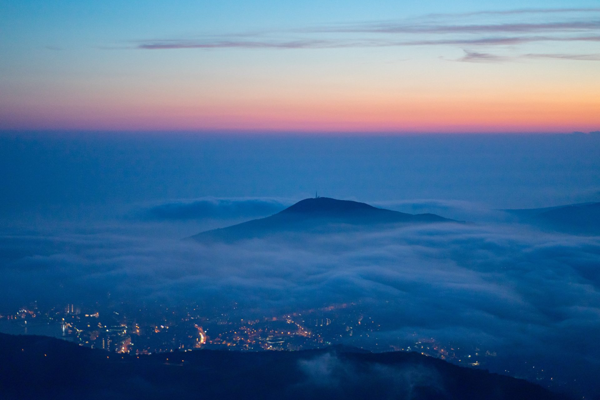 Misty Clouds Sunset Sky View