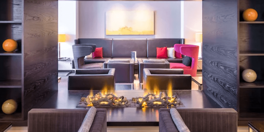 Fireplace in Common Area of the Hilton Vienna Danube Waterfront