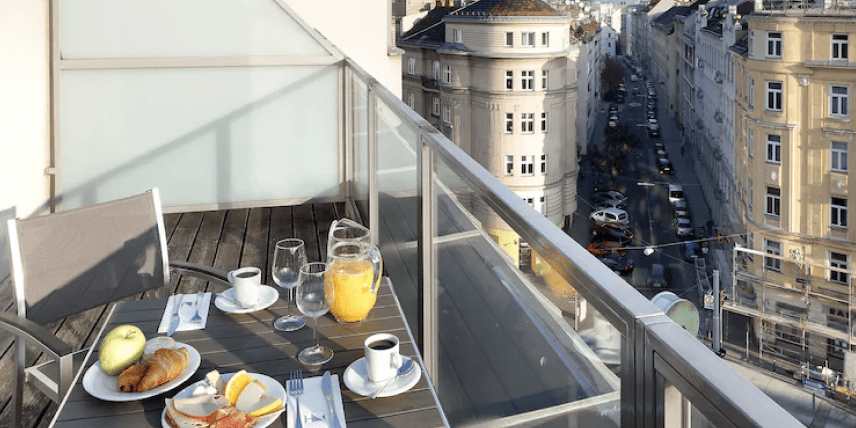 Viennese Breakfast on the Balcony of Hotel Eurostars Embassy