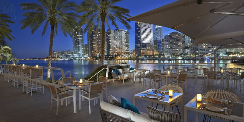Evening Dining Under Palm Trees at Mandarin Oriental, Miami