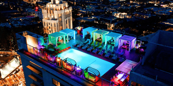 Rooftop Pool at Night at Andaz West Hollywood