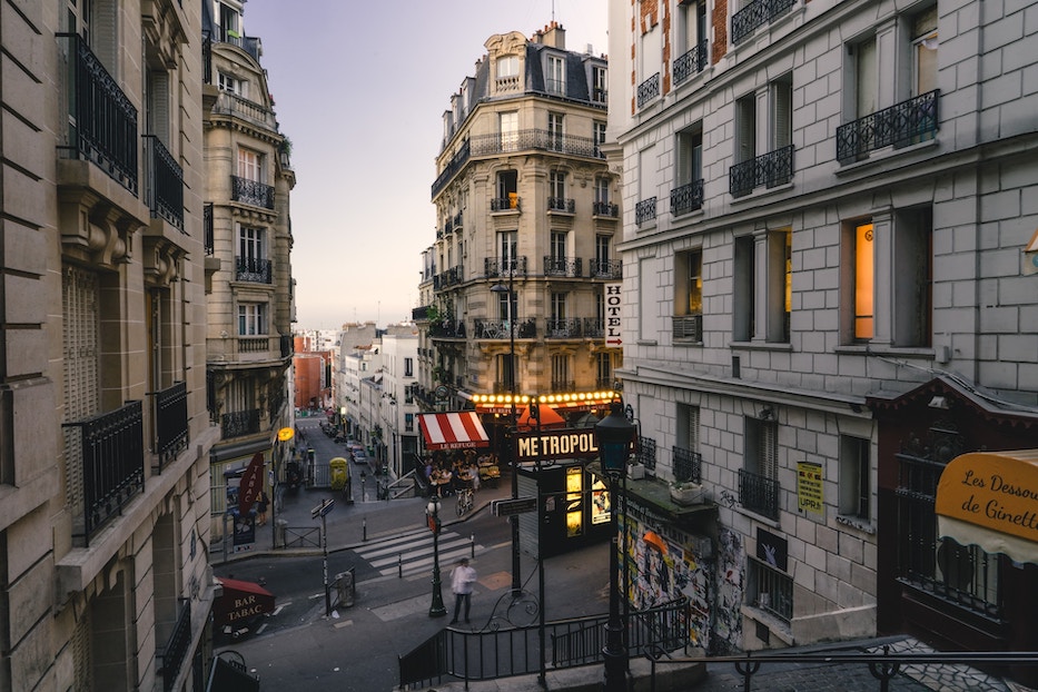 Parisian Streets at Sunset