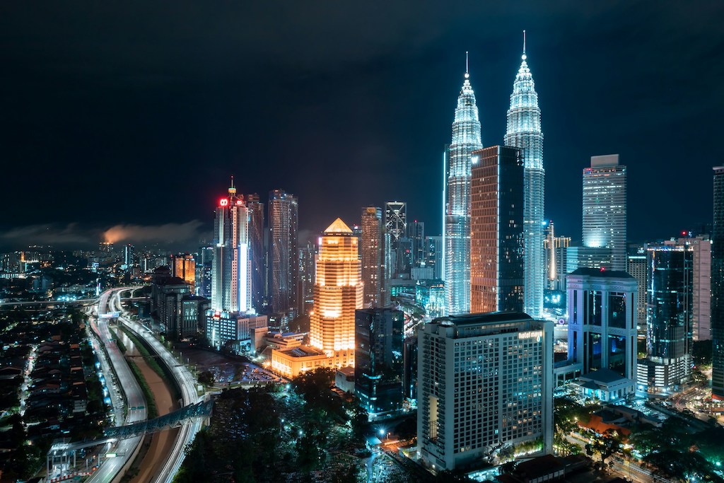 Aerial View of Kuala Lumpur at Night