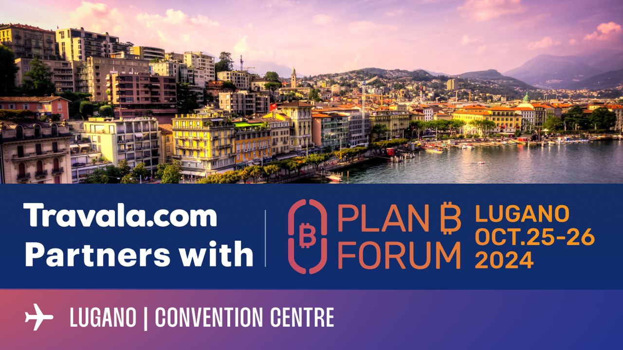 Travala.com and Lugano Plan B Partnership Banner