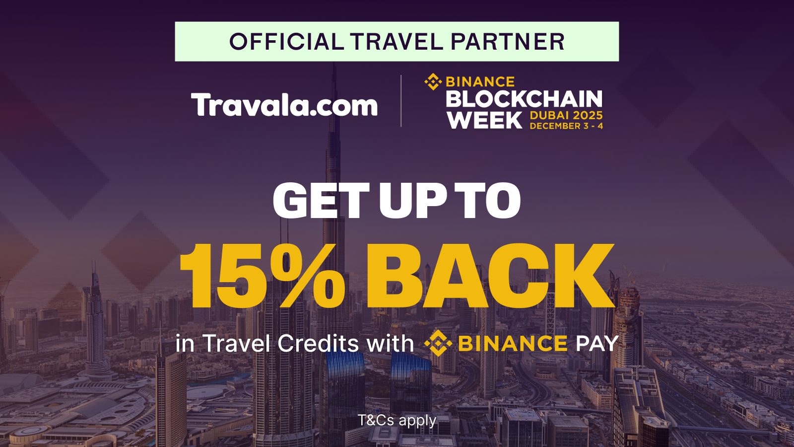 Travala is the Official Travel Partner for Binance Blockchain Week Dubai 2025
