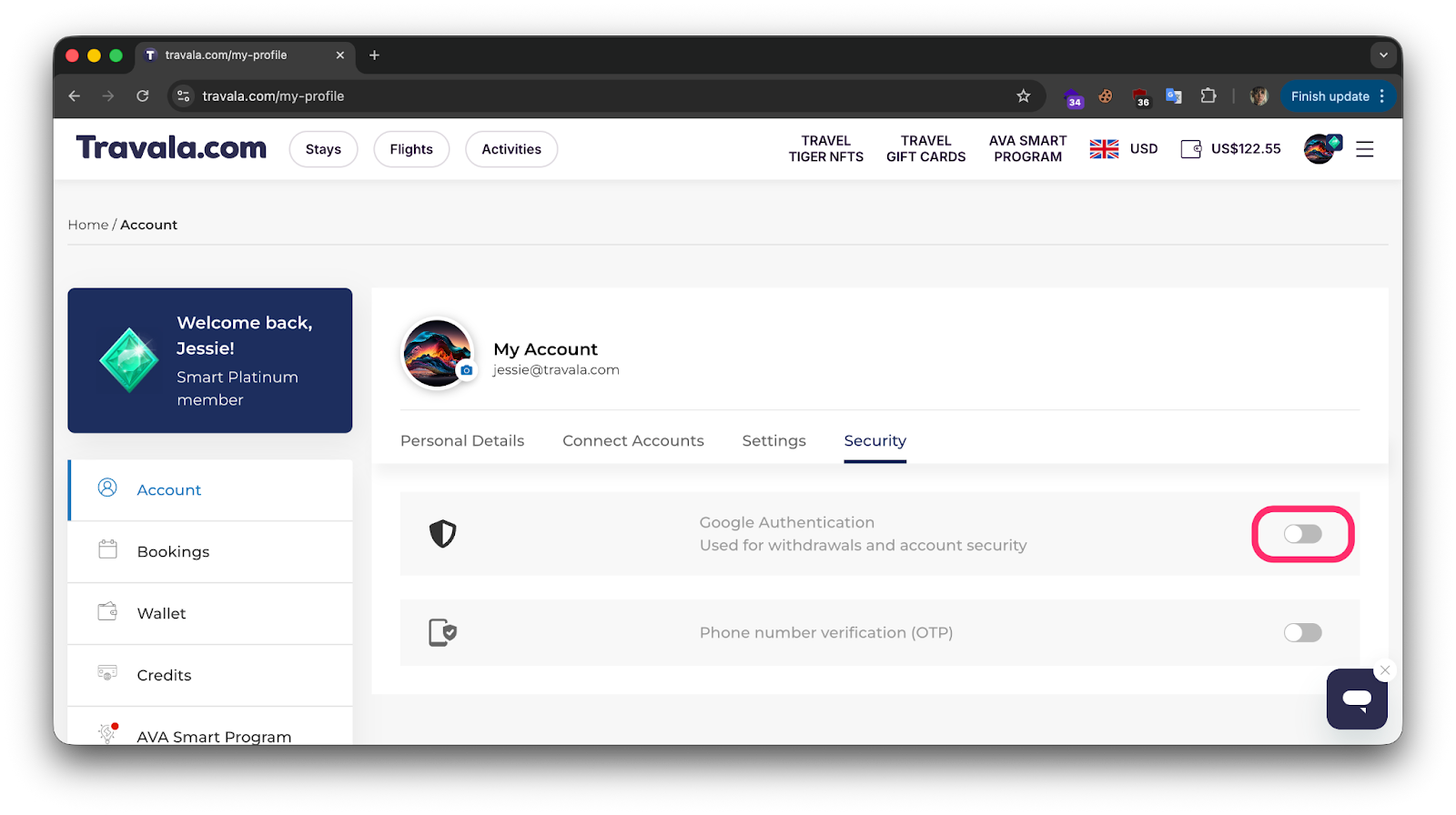 How to Enable 2FA on Travala - Part 1