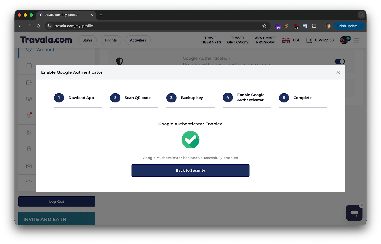 How to Enable 2FA on Travala - Part 3