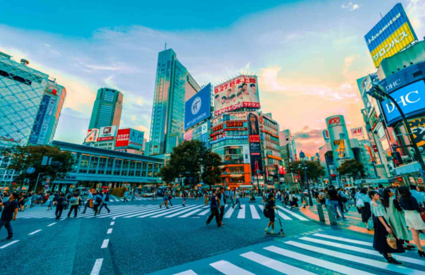 Shibuya Crossing and the Modern City Skyline
